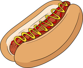 Fast food. Colored vector illustration of street food flat style.