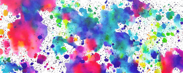 Watercolor Splashes of colorful paint drops.