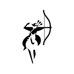 Yabusame, the art of shooting arrows on horseback ceremony, flat icon vector illustration