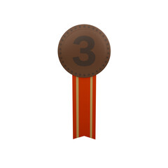 3d object bronze medal with ribbon