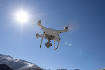 Fototapeta na wymiar Drone flying in high altitude sky