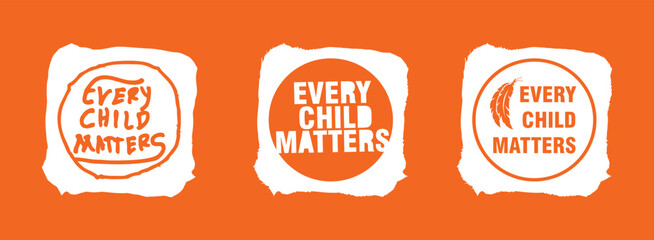 Every Child Matters Logo. National Day of Truth and Reconciliation. Orange Shirt Day of Canada. September 30. Vector Illustration Icon.