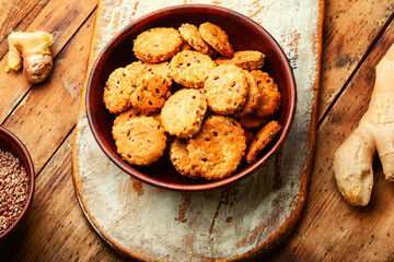 Unsweetened ginger cookies.