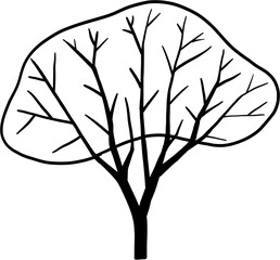 simplicity tree freehand drawing flat design.
