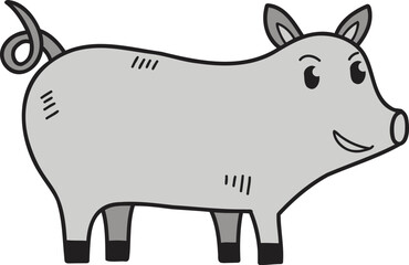 Hand Drawn cute pig illustration