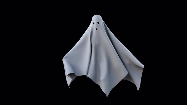 Cloth Ghost 3 Clip on Alpha Channel Loop. Halloween cloth ghost moving 3 clip on alpha in a seamless loop.
