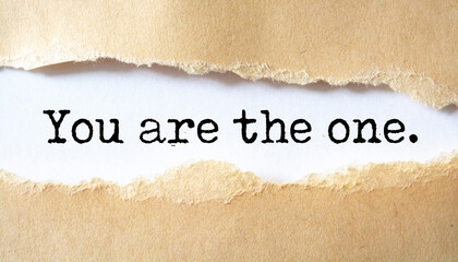 You are the one word written under torn paper.