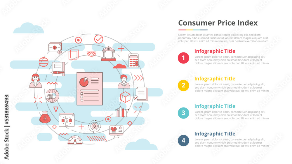 Aufkleber cpi consumer price index concept for infographic template banner with four point list information