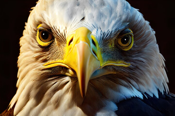 Head portrait of eagle in studio as wildlife illustration - obrazy, fototapety, plakaty