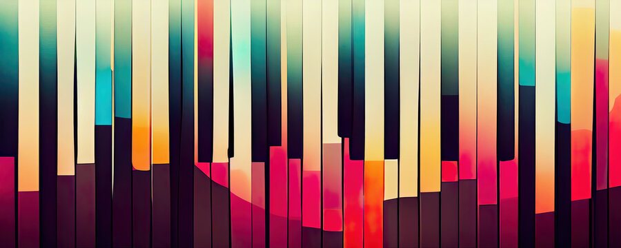 Abstract colorful paino keyboard as wallpaper background