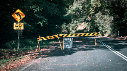 Road Closed sign blocking the road to non local residents
