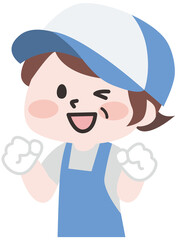 エプロンと軍手をつけたスタッフのイラスト