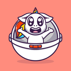 Cute animal riding space cartoon vector icon illustration