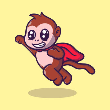 Cute super apes cartoon vector icon illustration