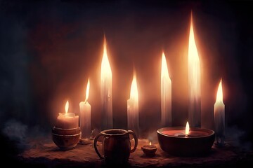 illustration of heating with candles