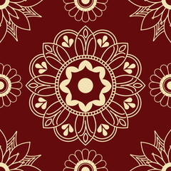 Seamless pattern with flowers. Creative ornamental decorative mandala design background. Vector illustration.