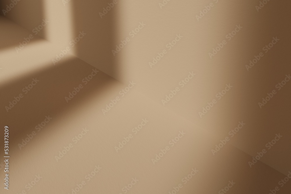 Poster 3d rendering minimalist wall background with light of window
