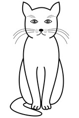 Obraz premium The sitting cat icon - black outline