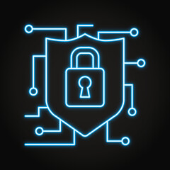 Network security neon icon in line style