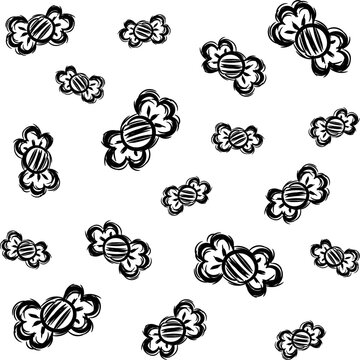 Halloween hand drawn scary candy doodle black sketch
