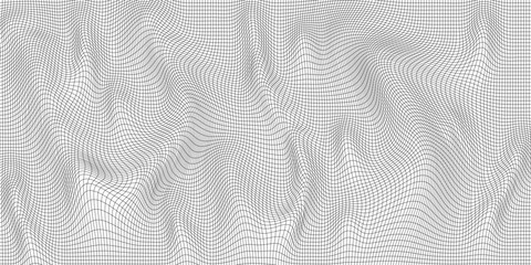 Abstract wavy 3d mesh on a white background. Geometric dynamic wave. 3D technology wireframe. Vector illustration.