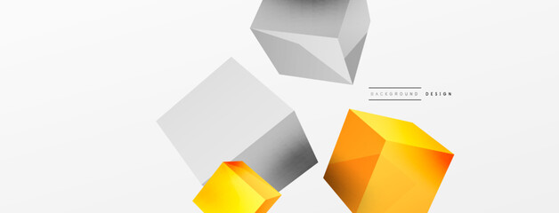 Fototapeta premium 3d vector abstract background. Flying cubes composition. Trendy techno business template for wallpaper, banner, background or landing