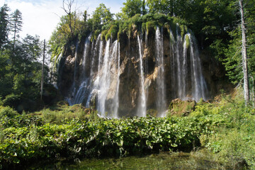 Plitvice Lakes National Park is a 295 square kilometer forest reserve located in central Croatia