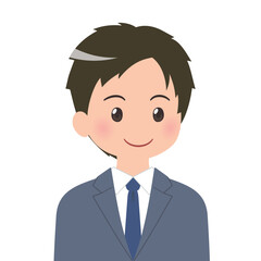 若いビジネスマン,会社員のバストアップイラスト 右向き