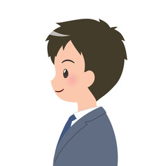 若いビジネスマン,会社員の横顔 バストアップイラスト