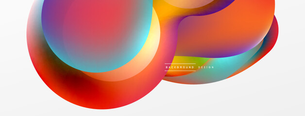 Fluid abstract background. Liquid color gradients composition. Round shapes and circle flowing design for wallpaper, banner, background or landing