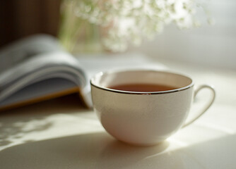 cup of tea and book