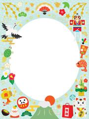 お正月の縁起物のフレーム