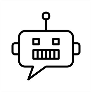 Chat Bot icon. Virtual assistant Bot icon. Robot head with speech bubble. Customer support service Chat Bot. Vector illustration on white background. EPS 10