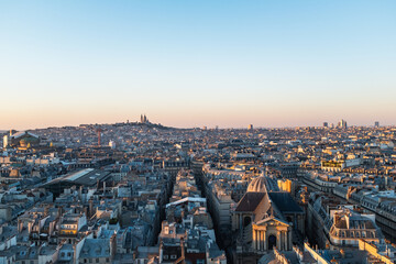 Parisian Rooftops Landscape Panoramic photo from above in Paris, France