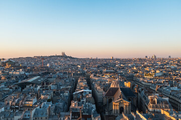 Obraz premium Parisian Rooftops Landscape Panoramic photo from above in Paris, France
