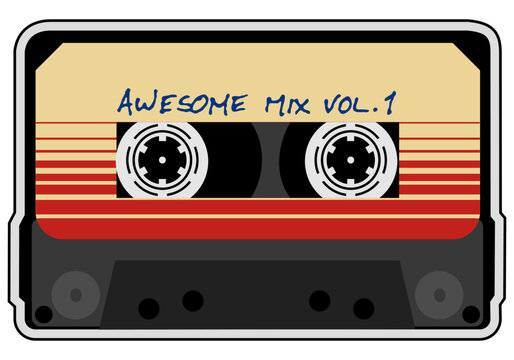 Music, tape, cassette, Awesome mix Vol. 1, retro, 80s, 90s, isolated