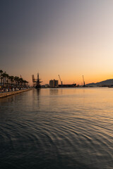 Naklejka premium Sunset landscape panoramic view in Málaga, Spain