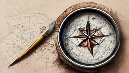 illustration of a old compass