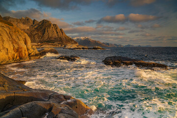 Fototapeta na wymiar Lofoten is an archipelago and a traditional district in the county of Nordland, Norway. 