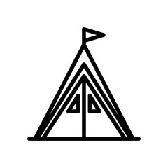 Tents icon. Camping tent and tarp. Vector illustration in line style icon.