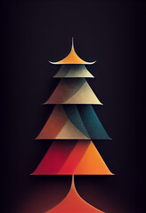 Fototapeta premium 3d illustration of a modern Christmas tree with colorful shapes and retro style. 