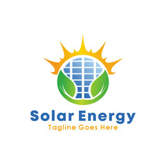 Solar panel energy premium vector logo illustration