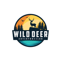 Wild deer vector logo illustration