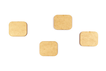 Workflow flowchart of business management concept, flow chart, diagram action plan processing with wooden plates on white background.