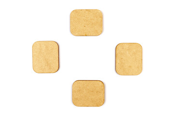 Workflow flowchart of business management concept, flow chart, diagram action plan processing with wooden plates on white background.