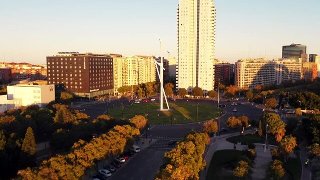 Aerial view Roundabout Sculpture "Parotet" Valencia France Tower