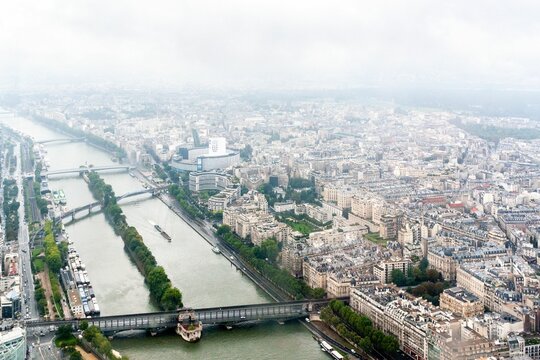 View of Paris shot from the Eiffel Tower in France