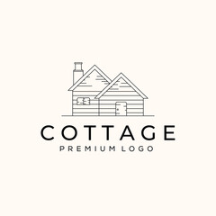 cottage line art logo vector minimalist illustration design, twin cottage symbol design