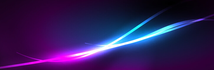 Neon glowing fluid wave lines, magic energy space light concept, abstract background wallpaper design