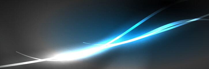 Neon glowing fluid wave lines, magic energy space light concept, abstract background wallpaper design